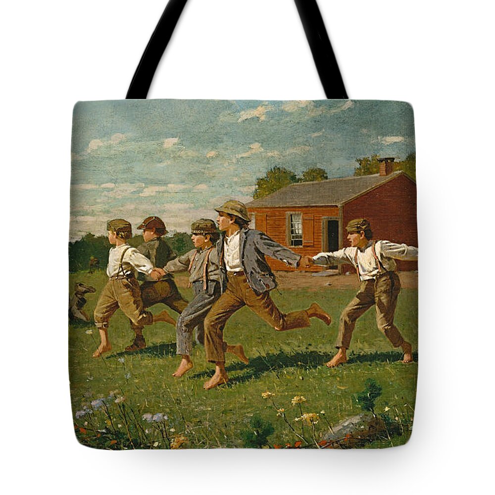 Winslow Homer Tote Bag featuring the digital art Snap The Whip by Newwwman