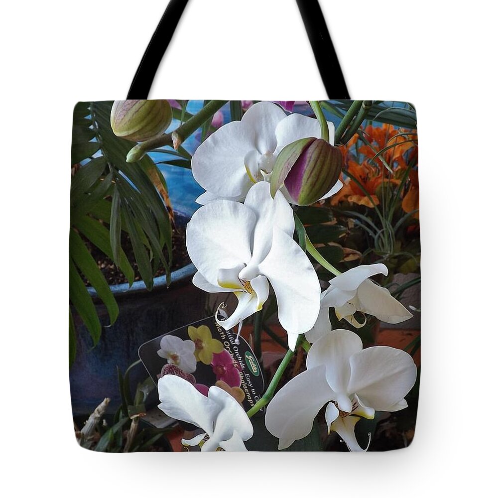 Orchids Tote Bag featuring the photograph Sneaky Orchids by Sherry Killam