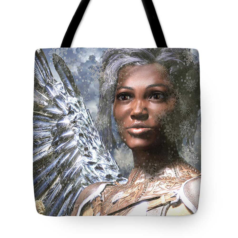 Snow Angel Tote Bag featuring the painting Snow Angel by Suzanne Silvir