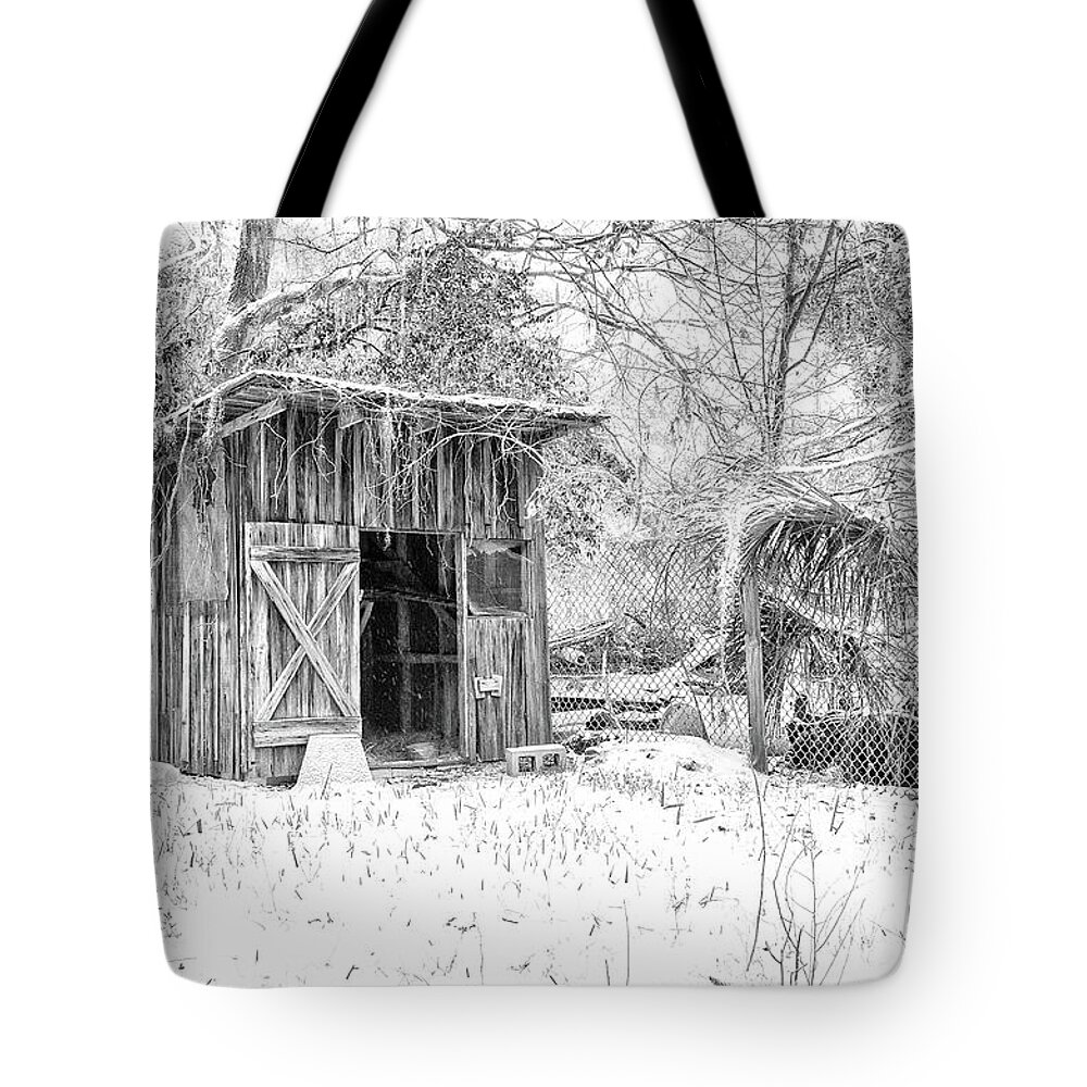 Chisolm Tote Bag featuring the photograph Snow Covered Chicken House by Scott Hansen