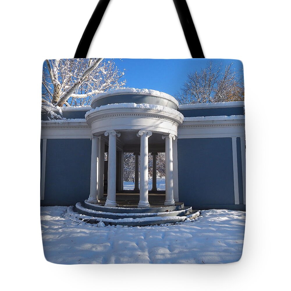 Pantheon Tote Bag featuring the photograph Snow Covered Pantheon by Phil Perkins