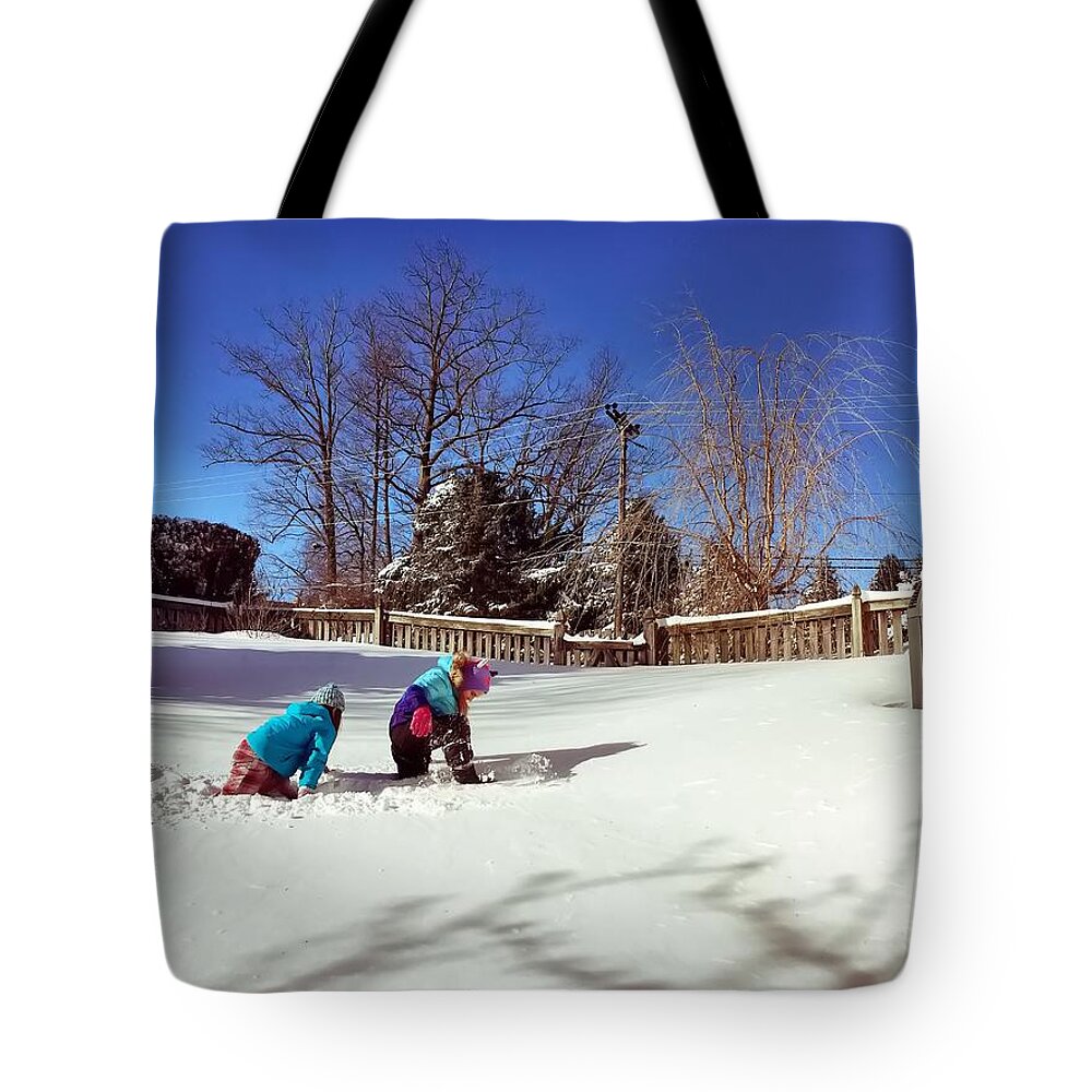Snow Tote Bag featuring the photograph Snow Day by Chris Montcalmo