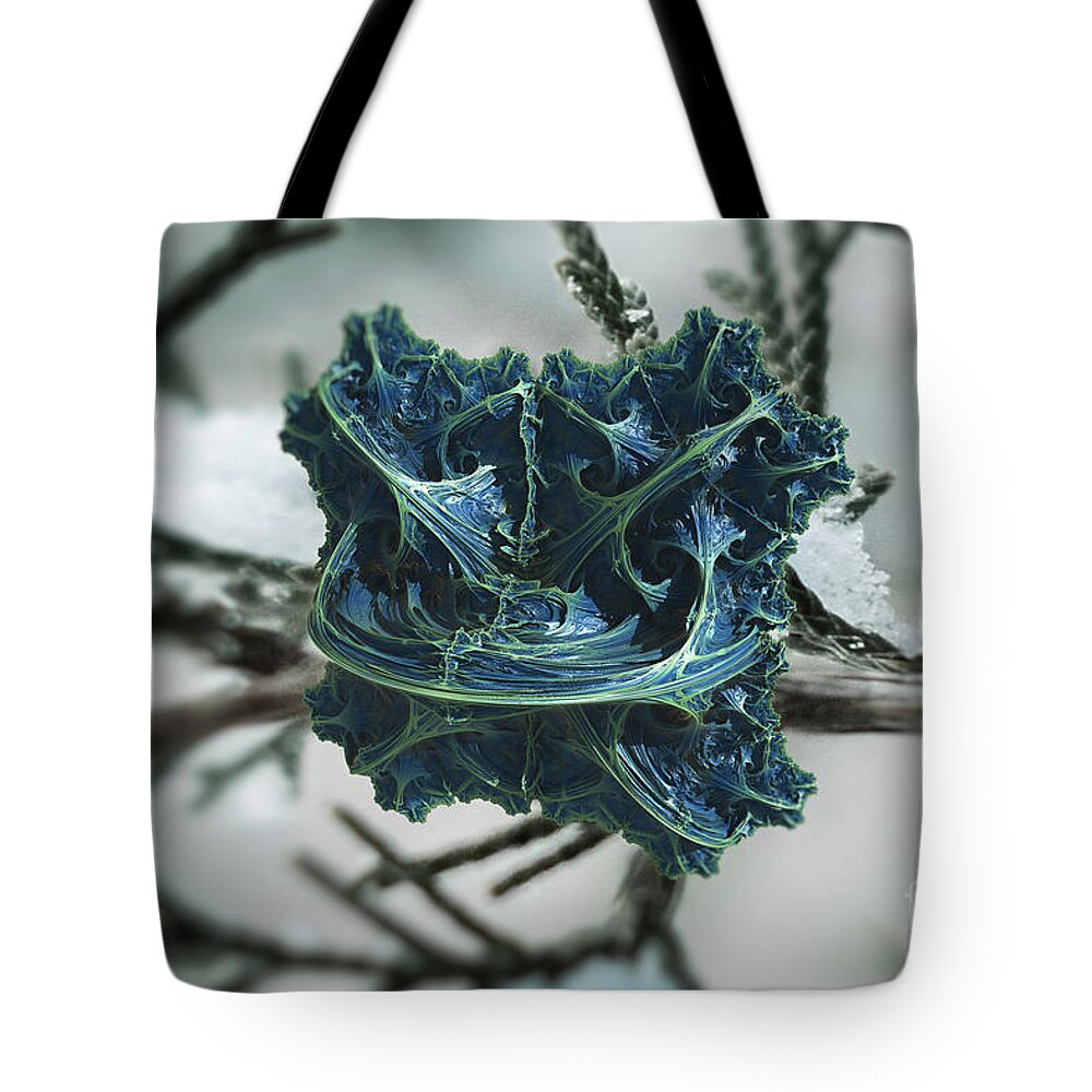 Fractal Tote Bag featuring the digital art Snow Flower by Jonas Luis