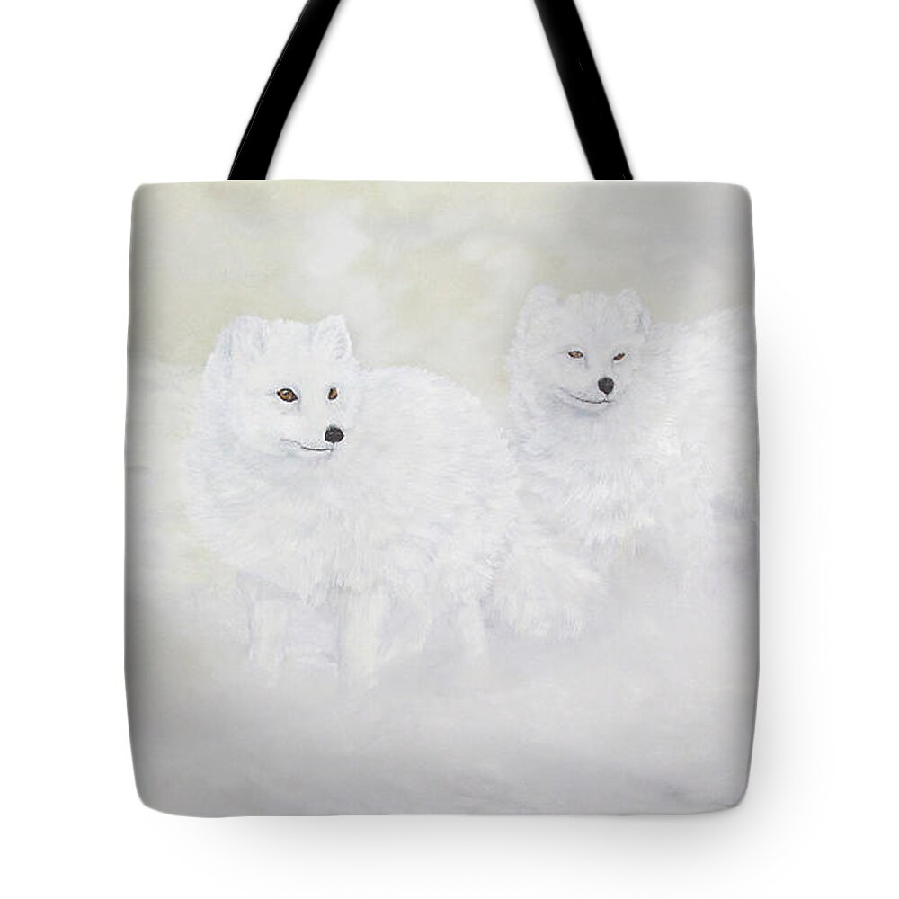 North American Wildlife Tote Bag featuring the painting Snow Ghosts Of The North by Johanna Lerwick