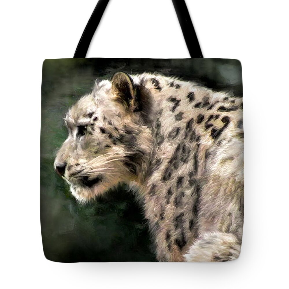 Snow Leopard Tote Bag featuring the digital art Snow Leopard by Kaylee Mason