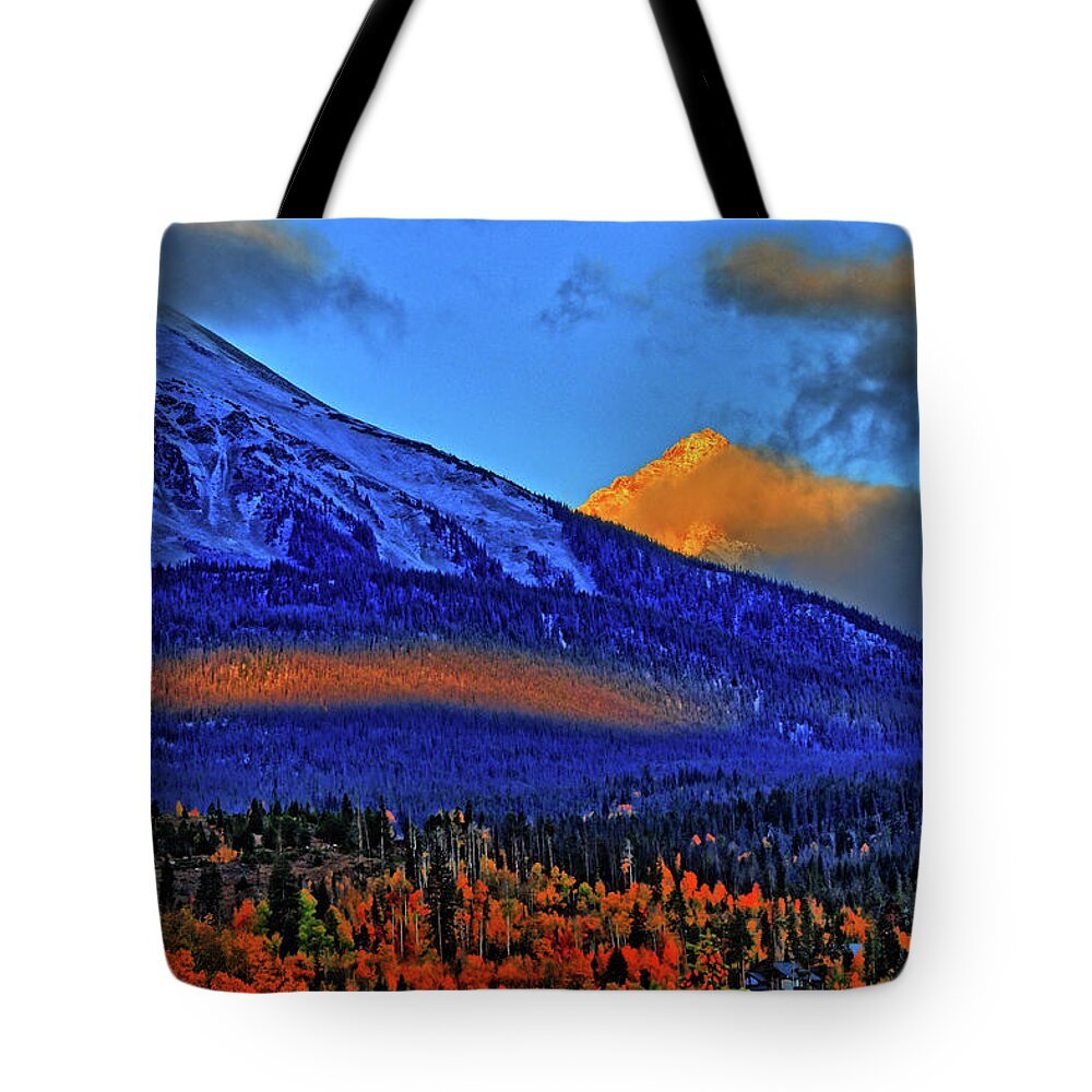 Autumn Tote Bag featuring the photograph Snow Peak Fall by Scott Mahon