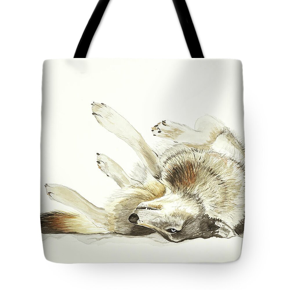 Joette Snyder Tote Bag featuring the painting Snow Play by Joette Snyder