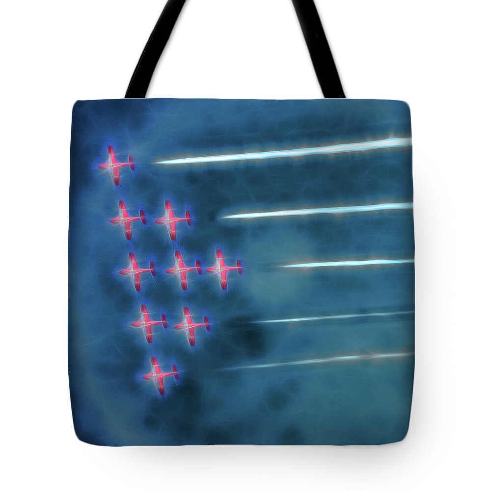 Snowbirds Tote Bag featuring the digital art Snowbird Formation 1 by Leslie Montgomery