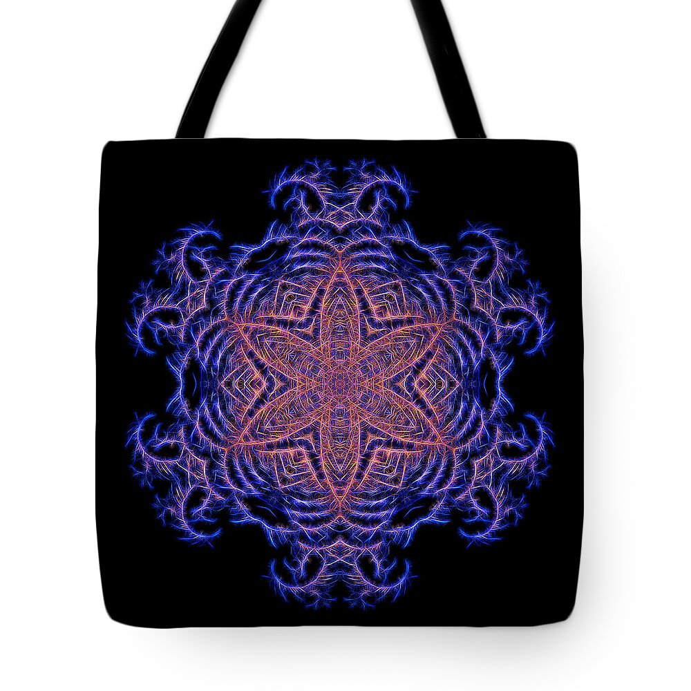 Snowflake Tote Bag featuring the digital art Snowflake design 1 by Lilia S