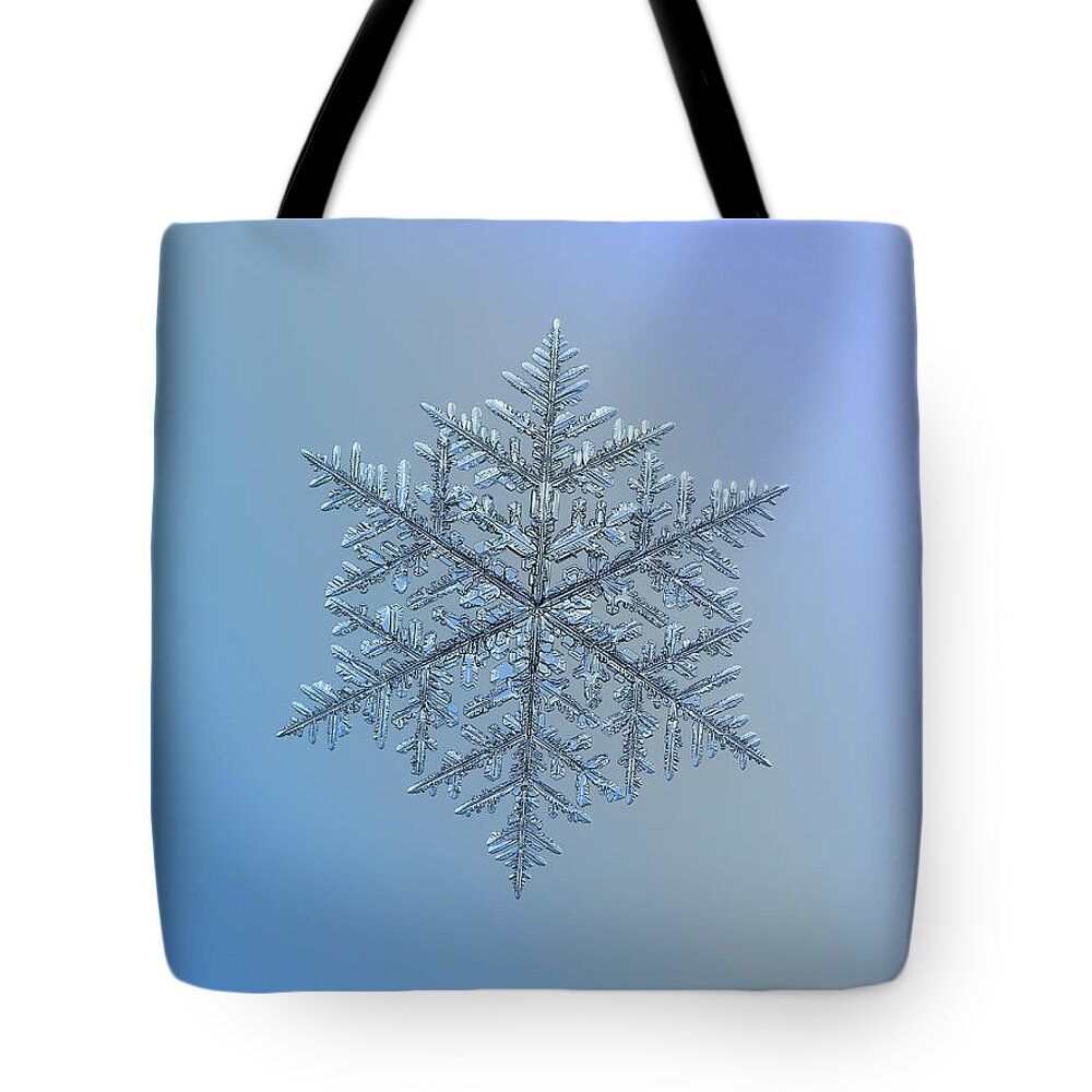 Snowflake Tote Bag featuring the photograph Snowflake photo - Majestic crystal by Alexey Kljatov