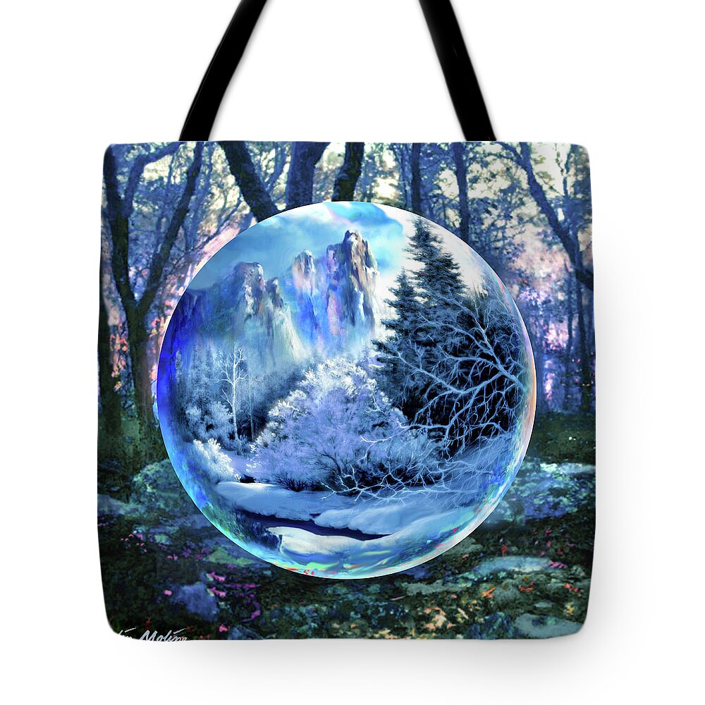 Snowglobe Tote Bag featuring the digital art Snowglobular by Robin Moline