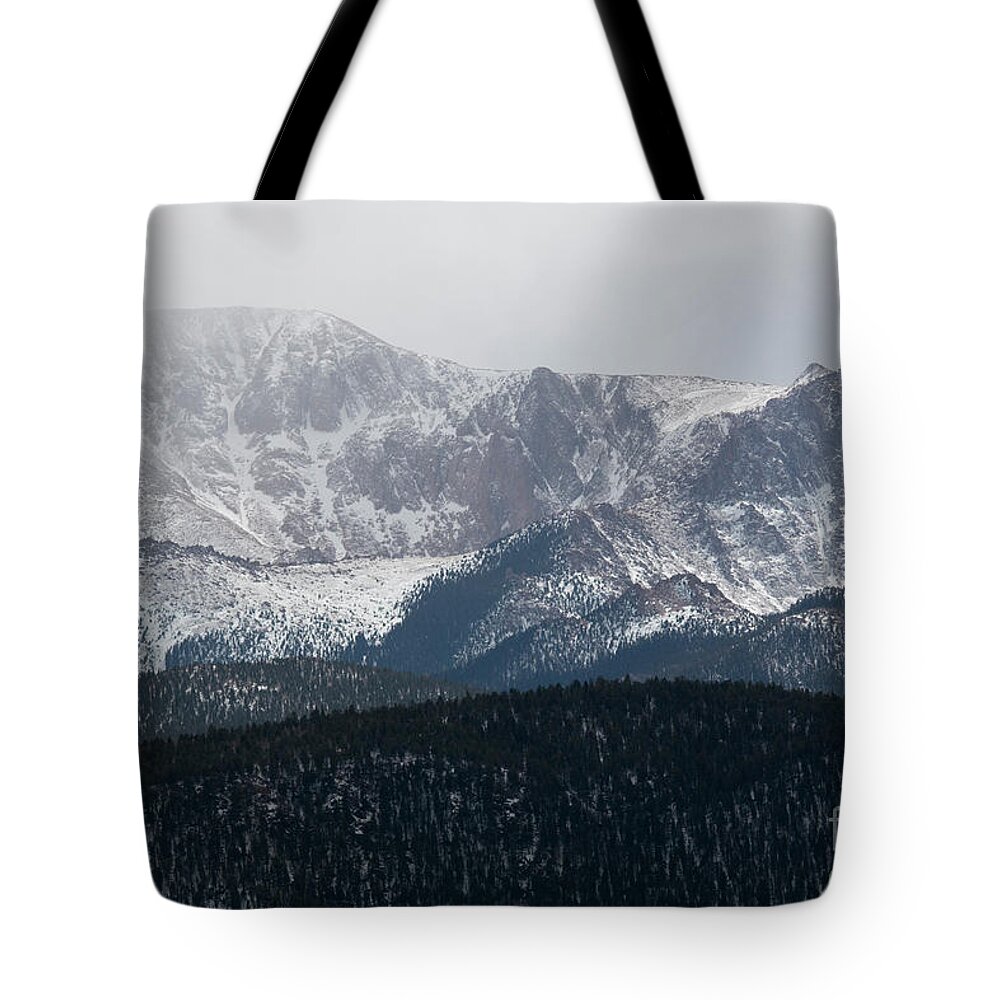 14er Tote Bag featuring the photograph Snowstorm on Pikes Peak by Steven Krull