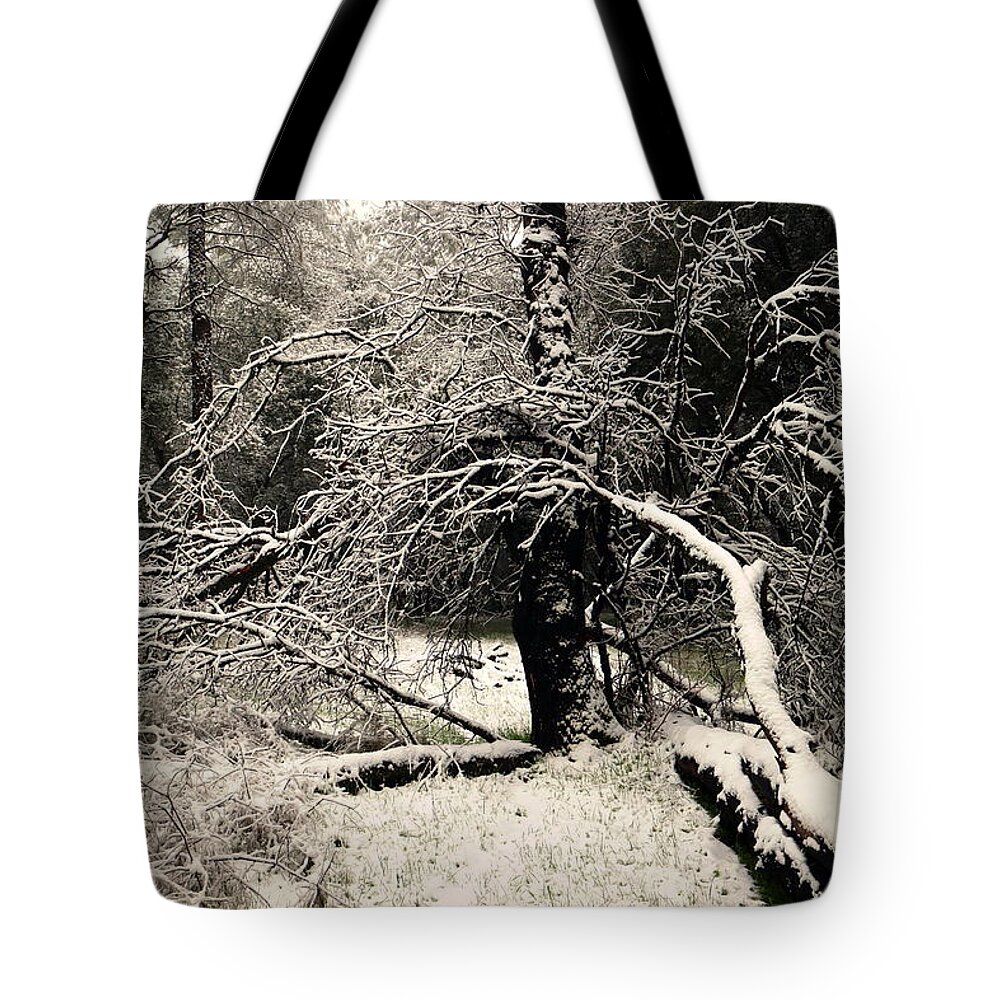 Snow Tote Bag featuring the photograph Snowy Morning In Cottonwood CA by Joyce Dickens