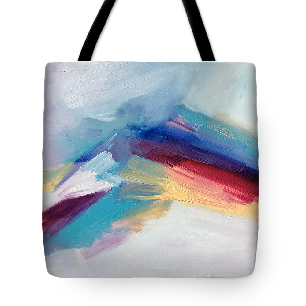 Colorful Abstract Tote Bag featuring the painting Snowy Mountain by Suzanne Giuriati Cerny