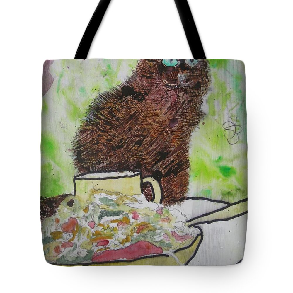 Green Tote Bag featuring the painting So by AJ Brown