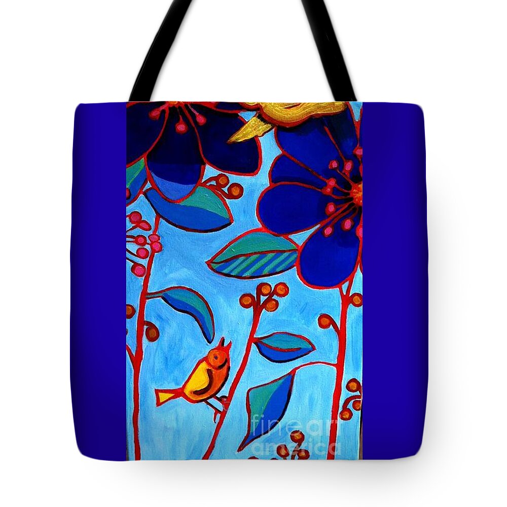 Birds Tote Bag featuring the painting Soaring and Blooming by Debra Bretton Robinson