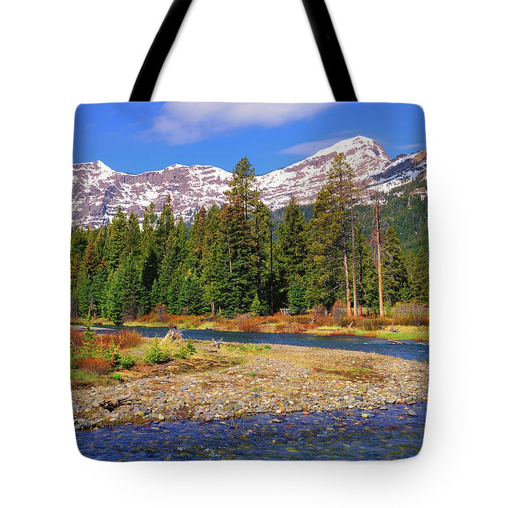 Soda Butte Creek Tote Bag featuring the photograph Soda Butte Creek by Greg Norrell