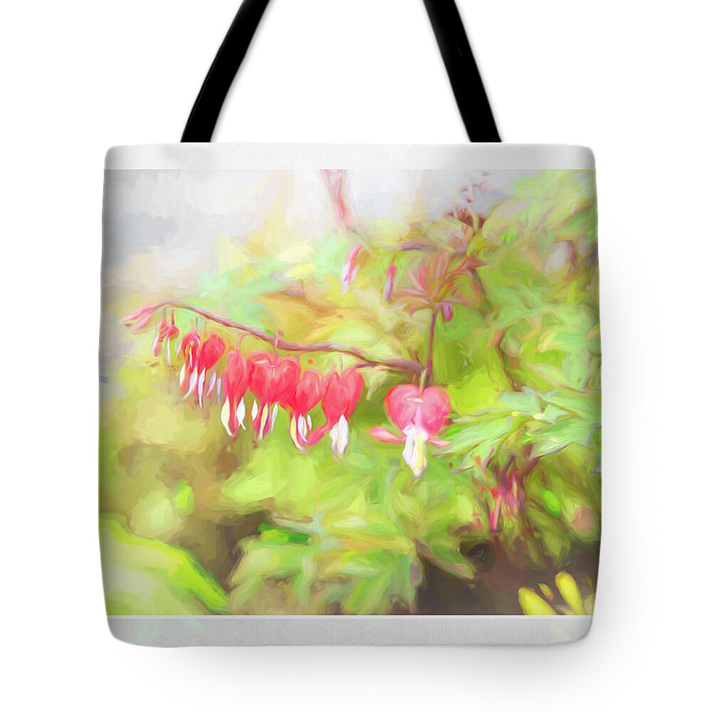 Flower Impressions Tote Bag featuring the photograph Soft Bleeding Hearts by Natalie Rotman Cote