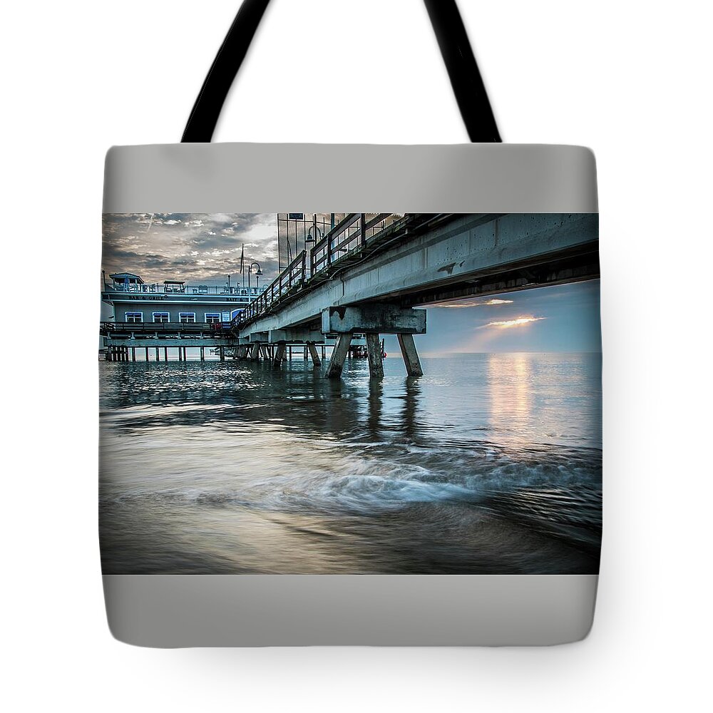 Ocean Tote Bag featuring the photograph Soft Light at Ocean View Pier by Larkin's Balcony Photography