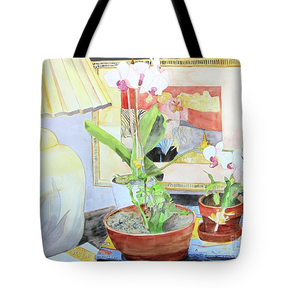 Orchid Tote Bag featuring the painting Soft Light by Sandy McIntire