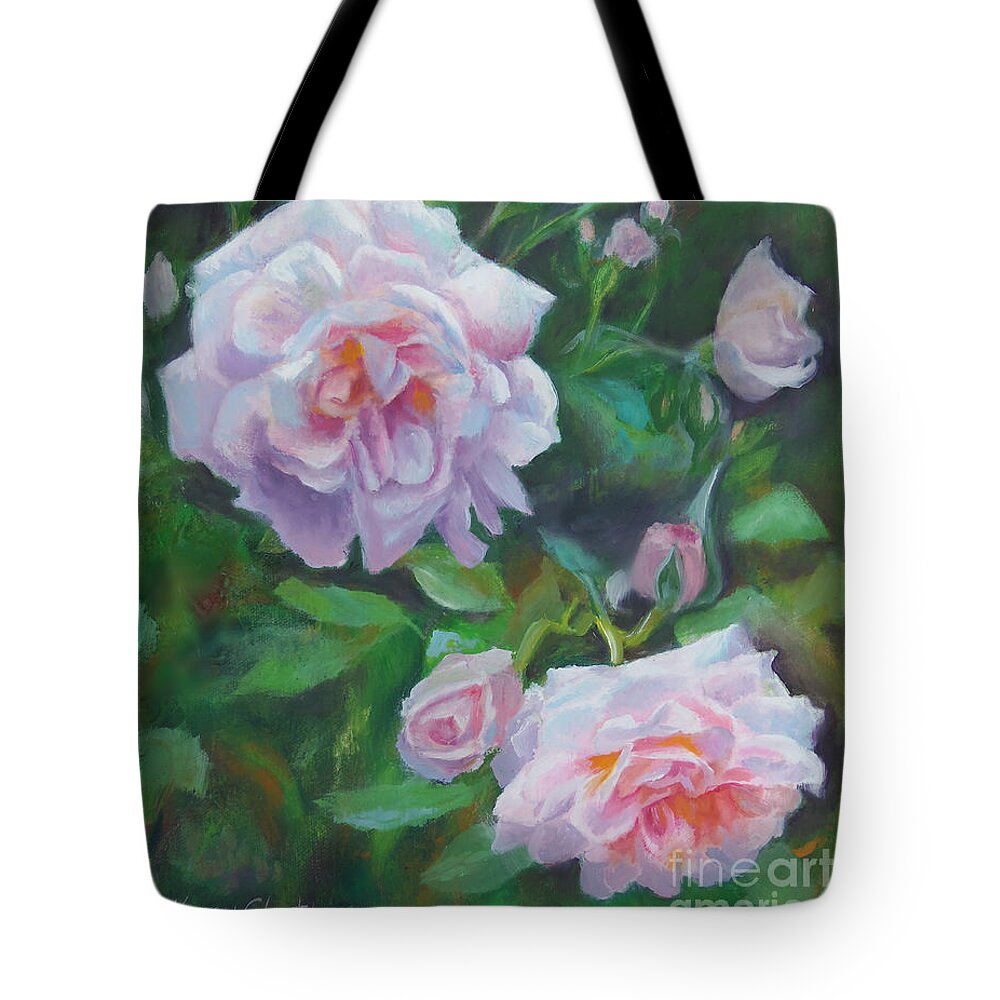 Soft Pink Rose Painting Tote Bag featuring the painting Summer Love by Karen Kennedy Chatham