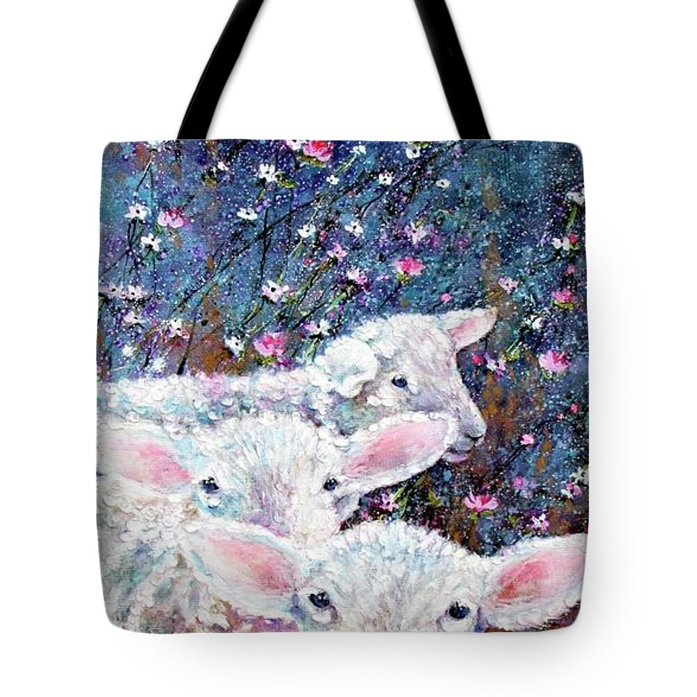 Sheep Tote Bag featuring the painting Softness by Nicole Gelinas