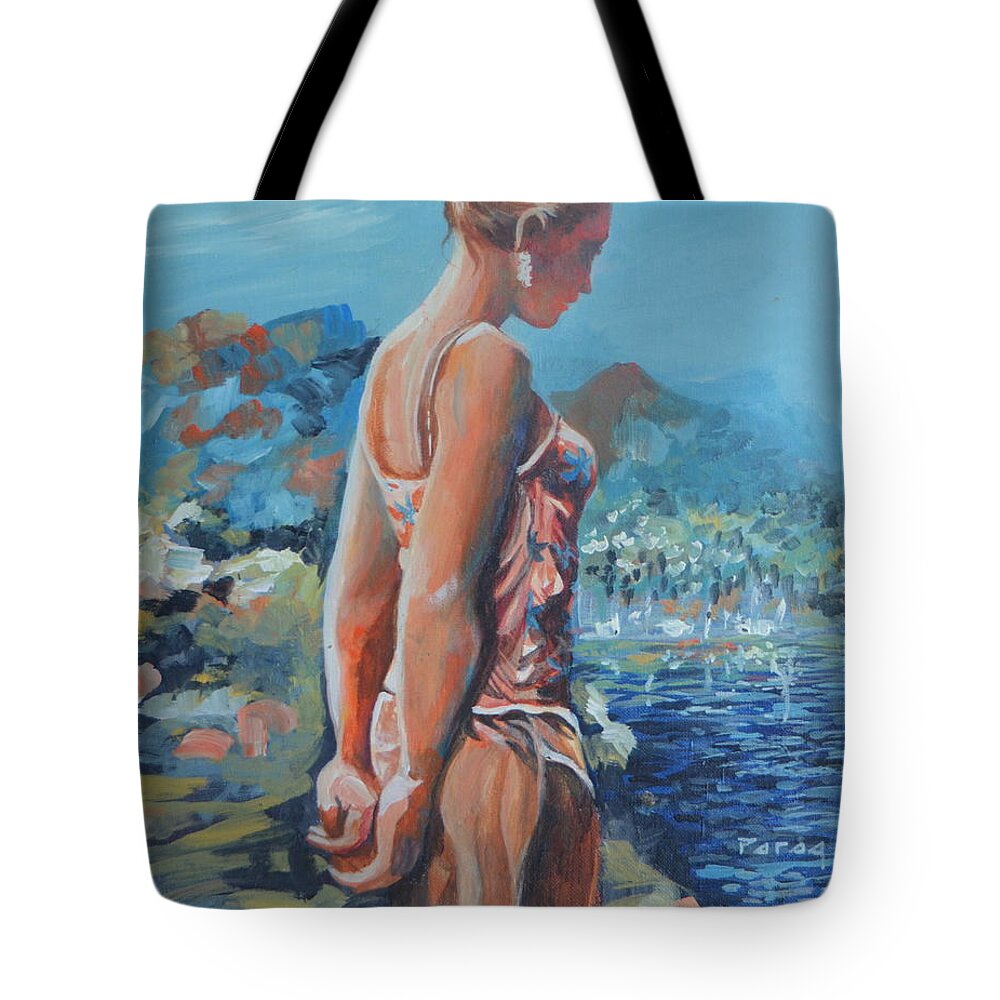 Solace Tote Bag featuring the drawing Solace by Parag Pendharkar