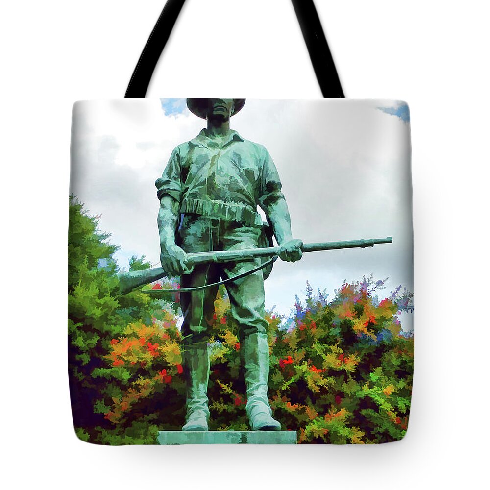 Soldier Statue From The Spanish American War Tote Bag featuring the painting  Soldier Statue from the Spanish American War 2 by Jeelan Clark