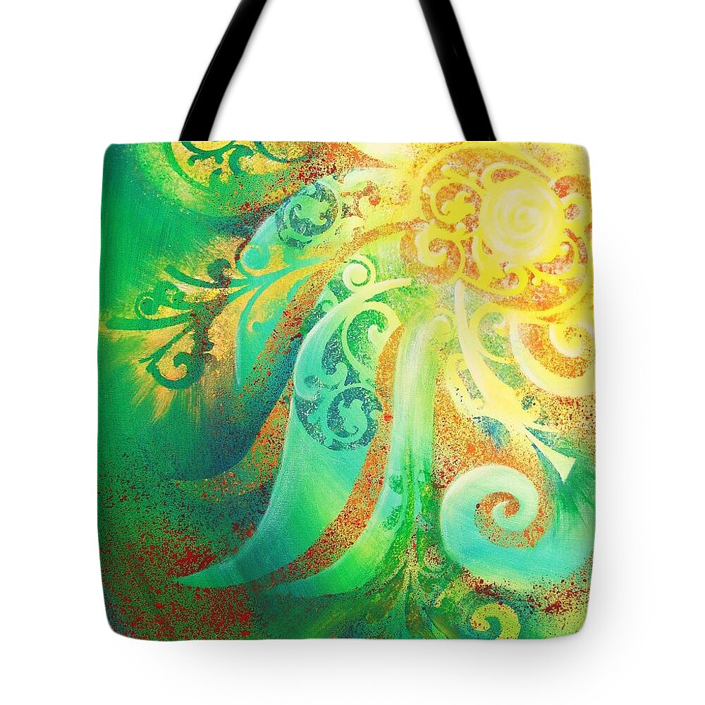 Abstract Prints Tote Bag featuring the painting Soleil by Reina Cottier