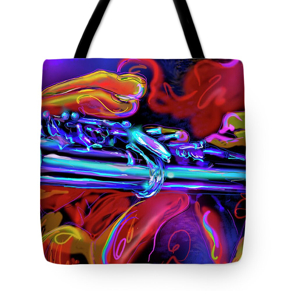 Flute Tote Bag featuring the painting Solid Silver by DC Langer