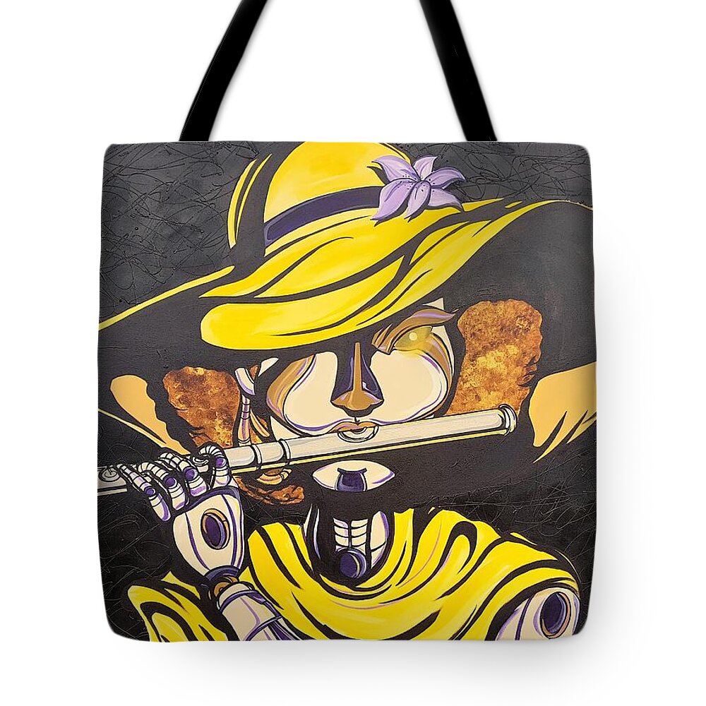 Canvas Tote Bag featuring the mixed media Solo in the Shadows by Demitrius Motion Bullock