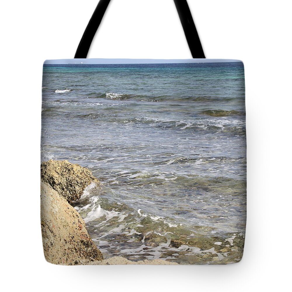 Stones Tote Bag featuring the photograph Somes Wave by Daniel Acevedo