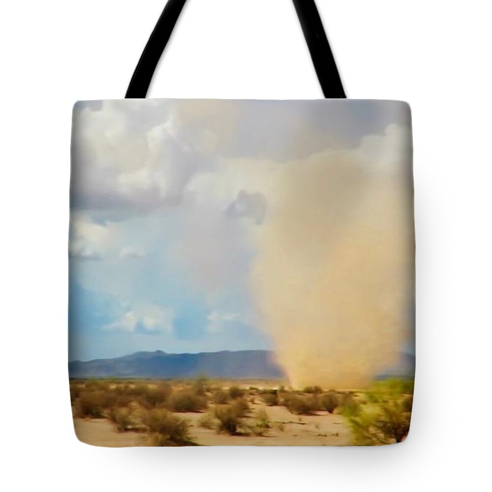 Arizona Tote Bag featuring the photograph Sonoran Desert Dust Devil by Judy Kennedy