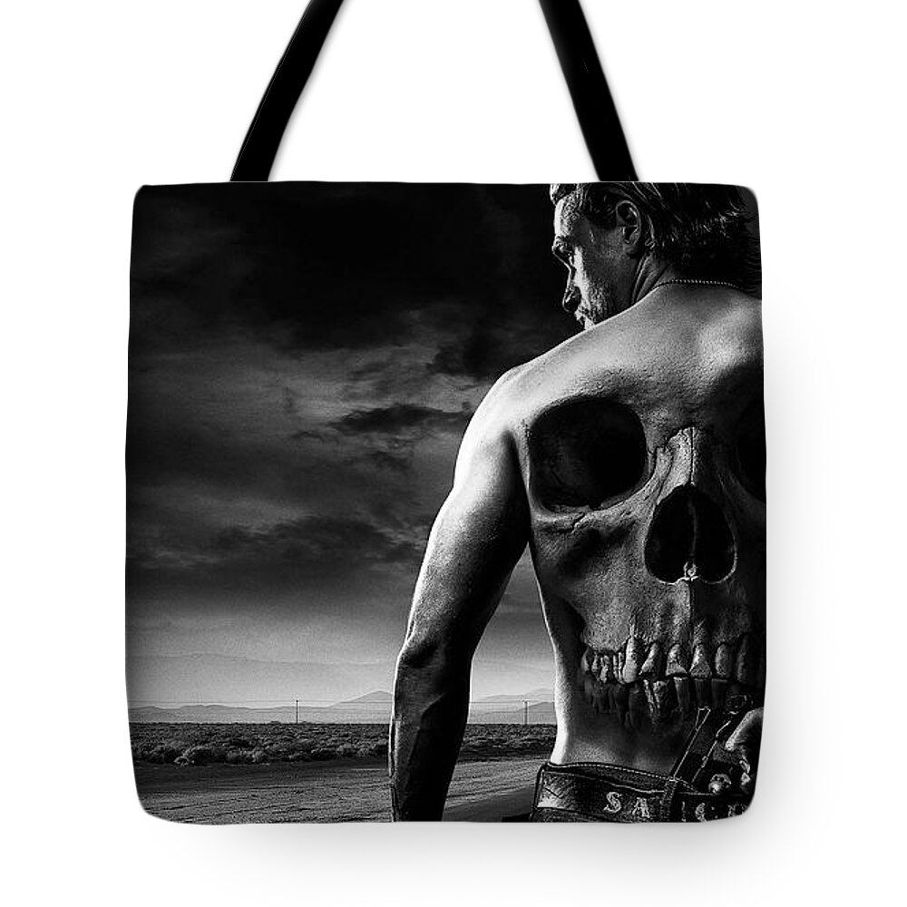 Sons Of Anarchy Tote Bag featuring the digital art Sons Of Anarchy by Maye Loeser
