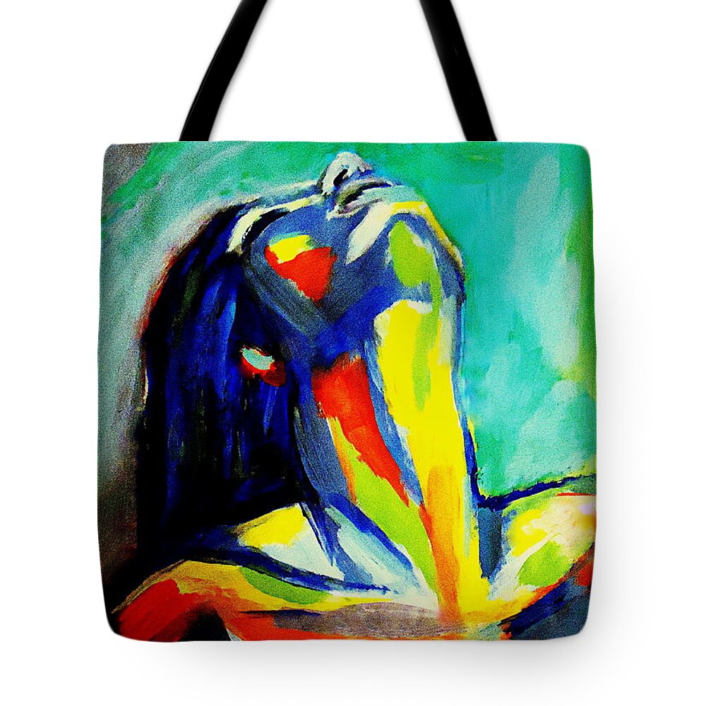 Abstract Portrait Tote Bag featuring the painting Soulful by Helena Wierzbicki