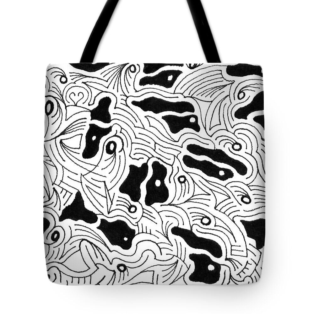 Mazes Tote Bag featuring the drawing Soulmates by Steven Natanson