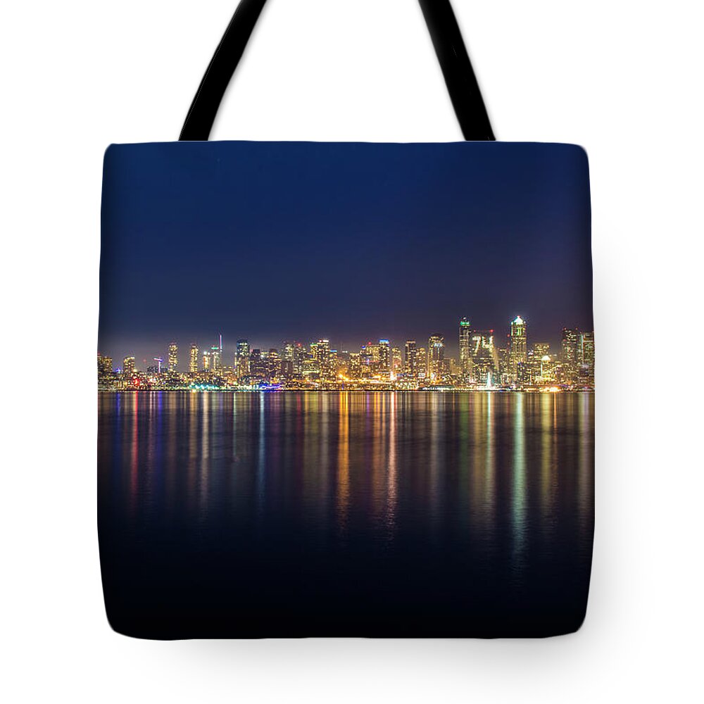 Seattle Tote Bag featuring the photograph Sounders Seattle Skyline by Matt McDonald