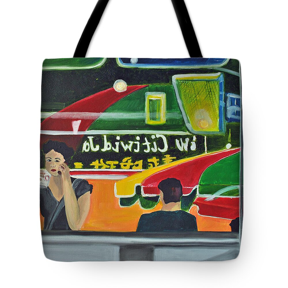  City Scenes Tote Bag featuring the painting Soup for One by Patricia Arroyo