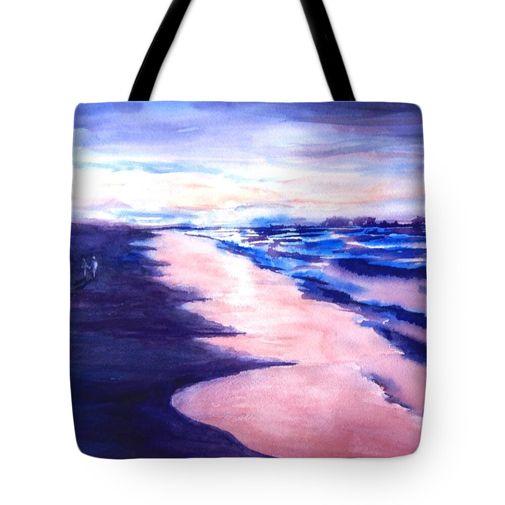 Beach Tote Bag featuring the painting South Carolina Sunset by Petra Burgmann