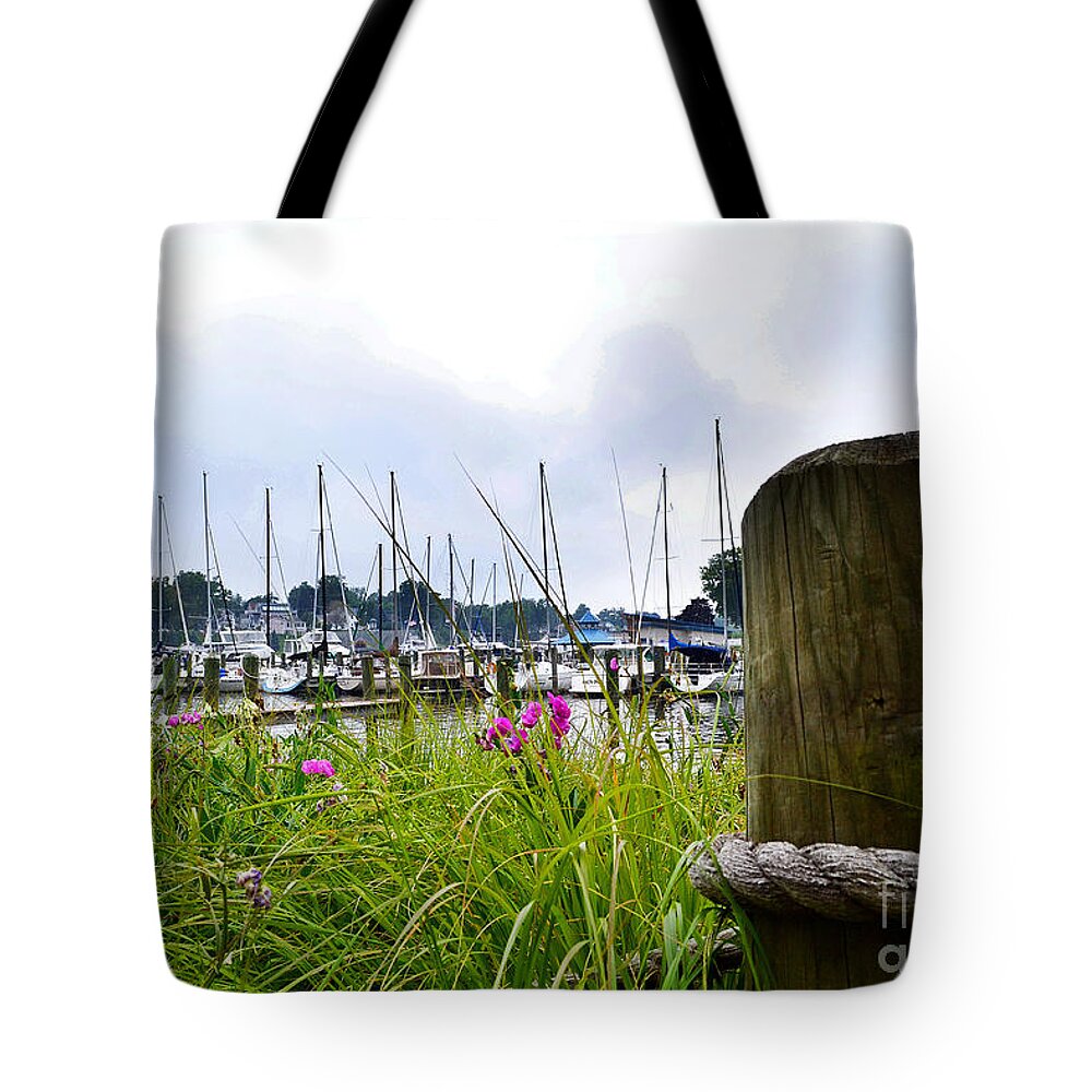 Sailboats Tote Bag featuring the photograph South Haven Marina by Amy Lucid