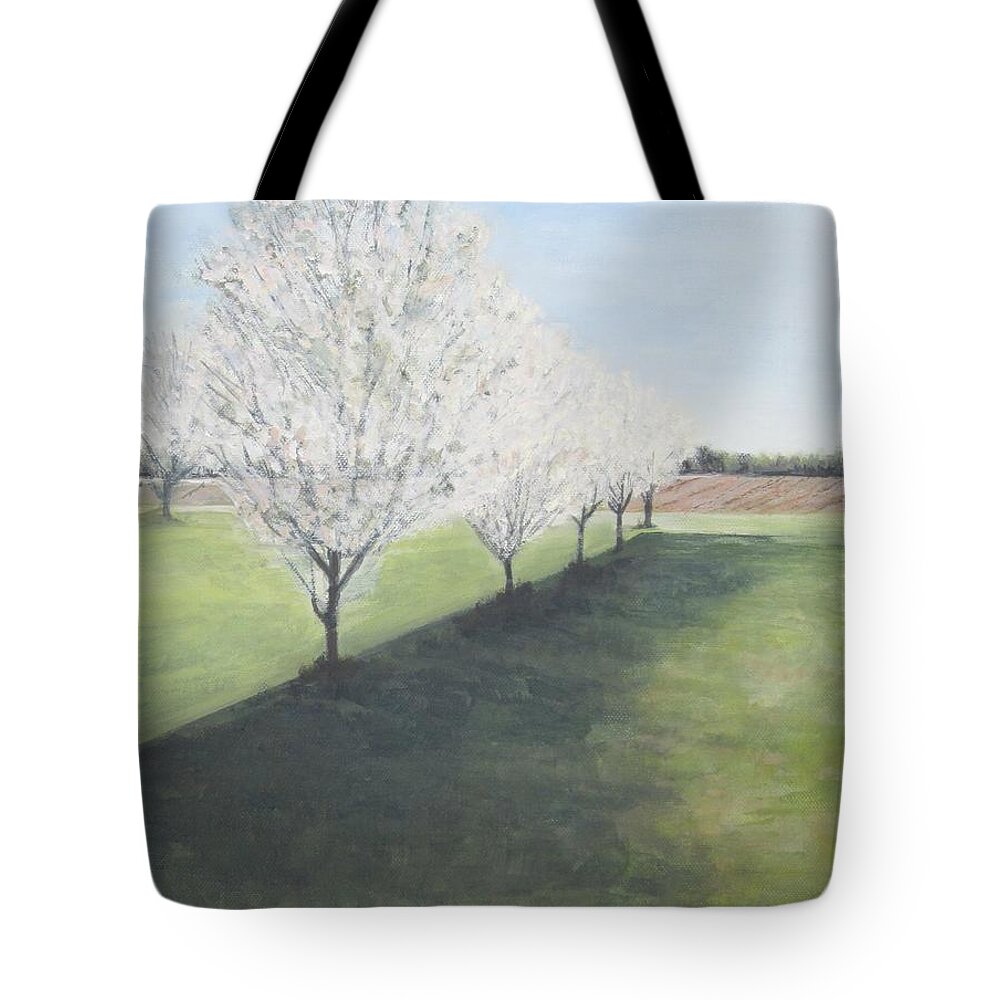 Spring Tote Bag featuring the painting South Jersey Farmland by Paula Pagliughi