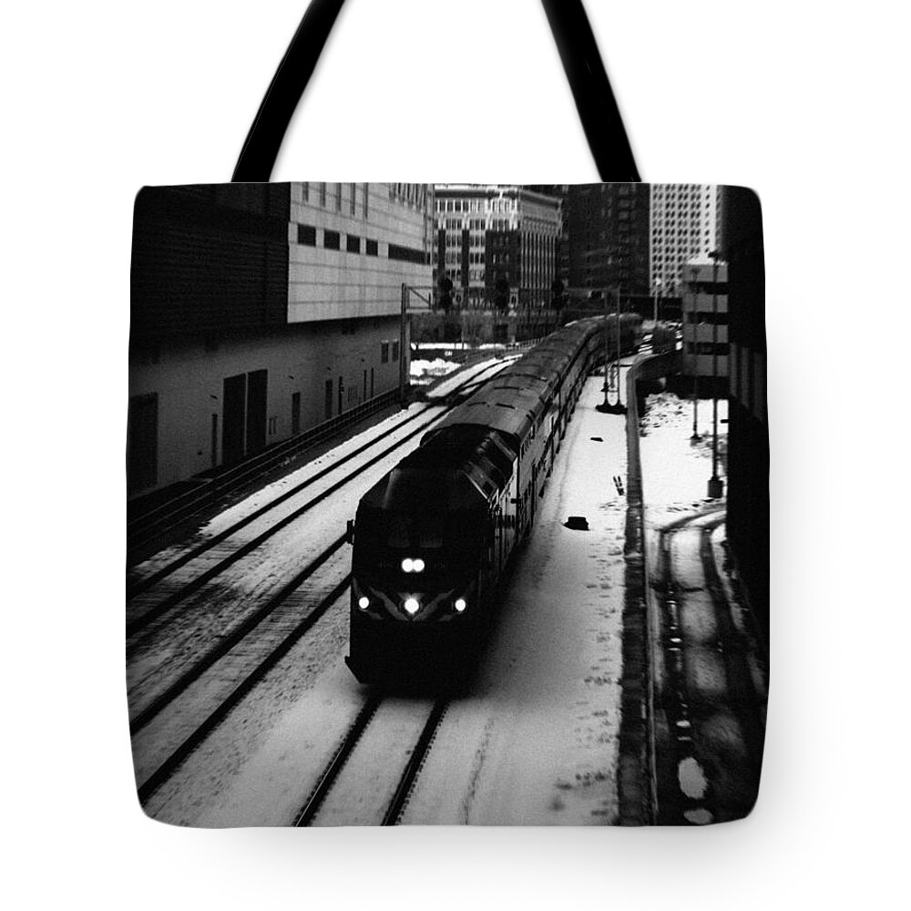 Downtown Tote Bag featuring the photograph South Loop Railroad by Kyle Hanson