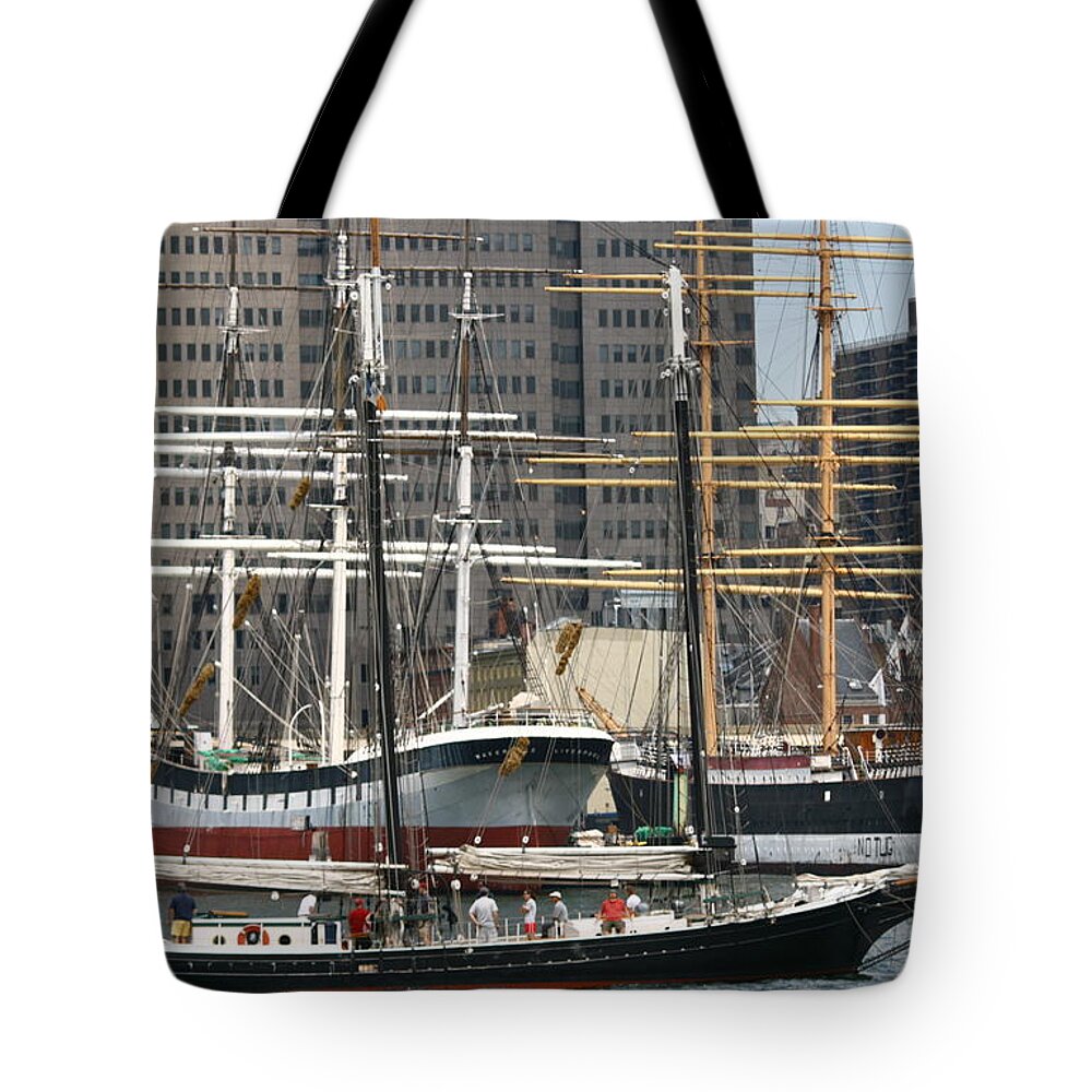 Pioneer Tote Bag featuring the photograph South Street Seaport Pioneer by Christopher J Kirby