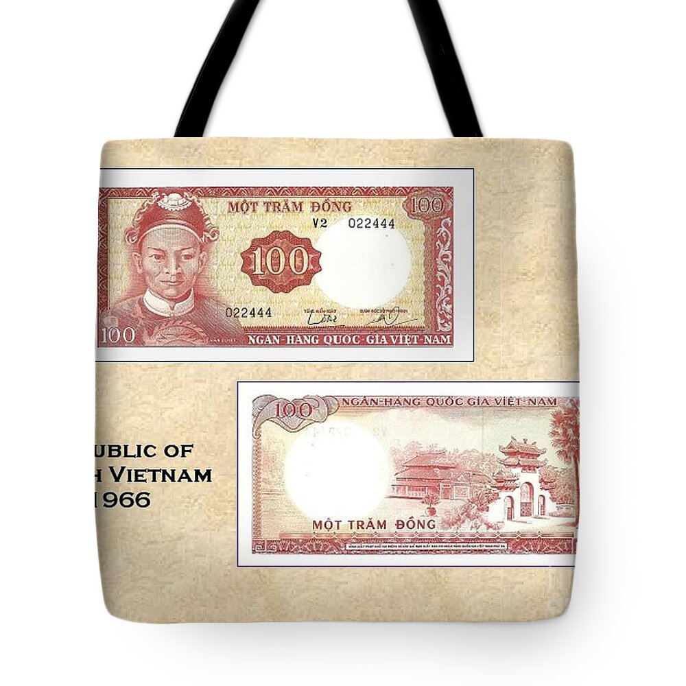 Currency Tote Bag featuring the photograph South Vietnamese 100 Dong by Charles Robinson