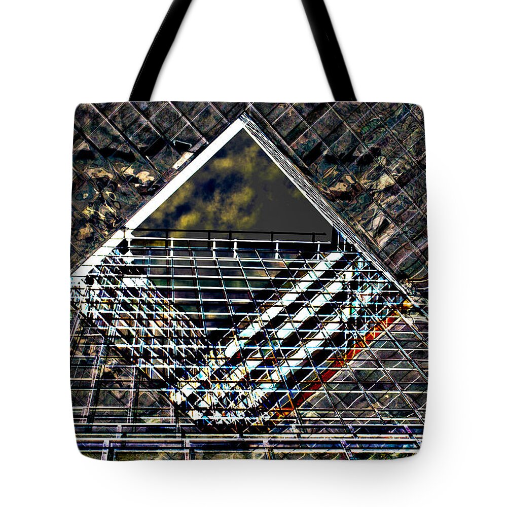 London Tote Bag featuring the digital art Southbank London abstract by David Pyatt
