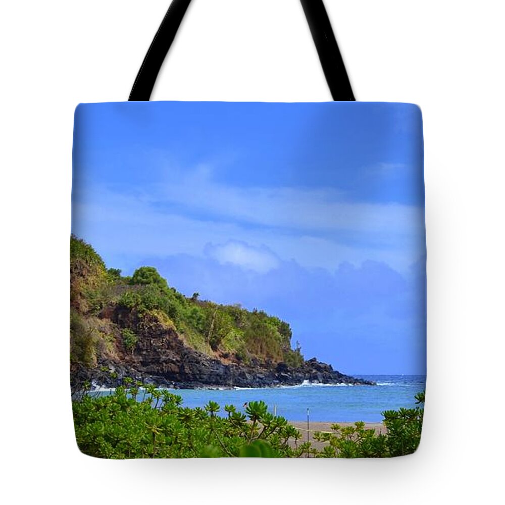 Kauai Seascape Tote Bag featuring the photograph Southeast End of Lawai Bay Kauai by Mary Deal