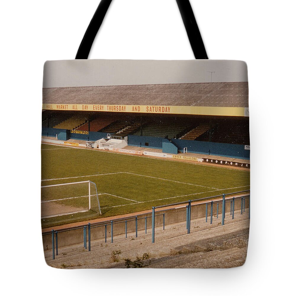  Tote Bag featuring the photograph Southend United - Roots Hall - East Stand 2 - 1970s by Legendary Football Grounds