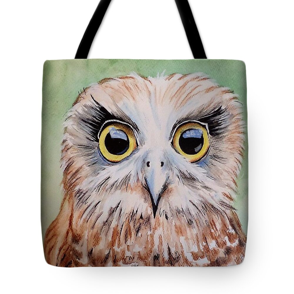 Watercolour Tote Bag featuring the painting Southern Boobook Owl by Anne Gardner