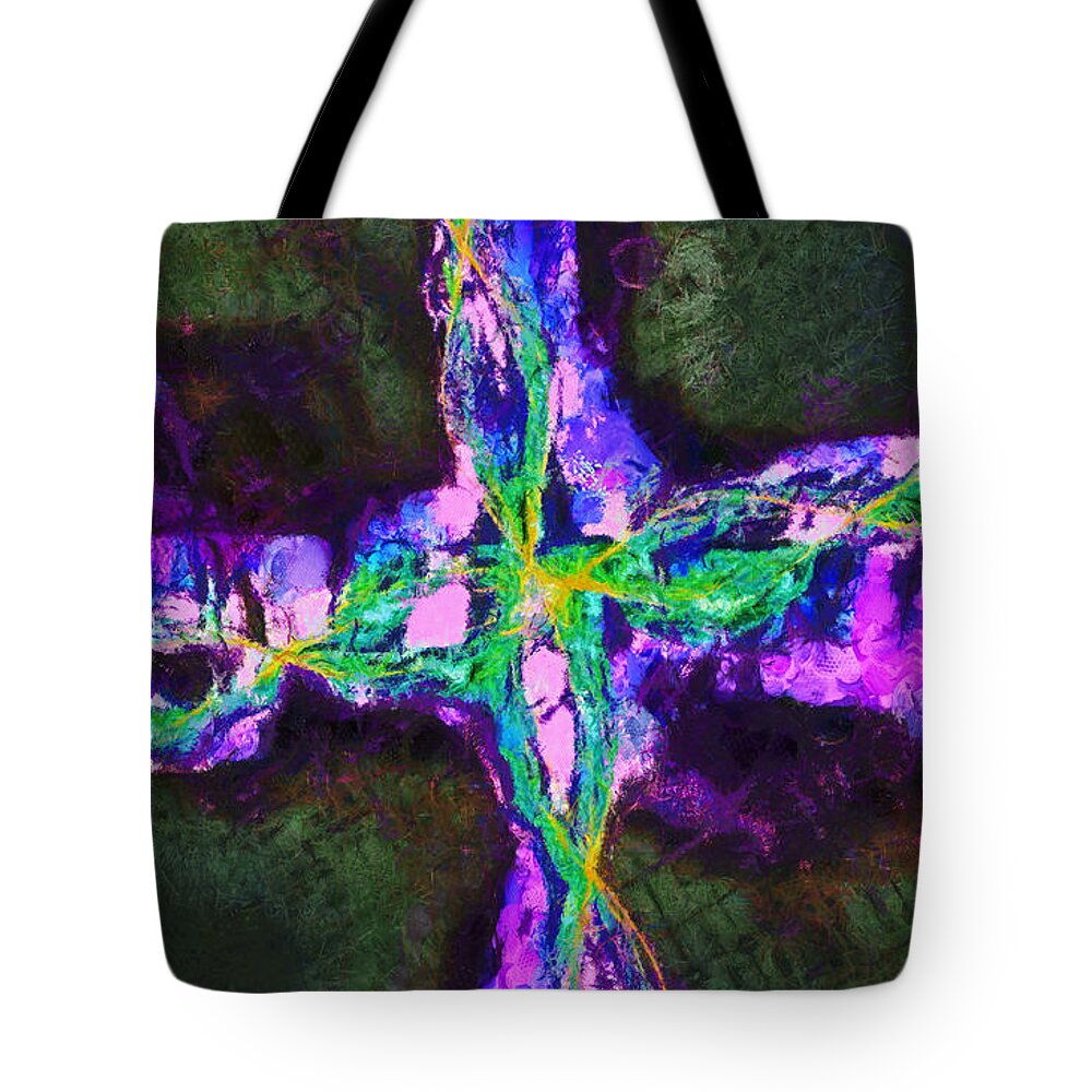 Abstract Tote Bag featuring the digital art Abstract Visuals - Southern Cross by Charmaine Zoe