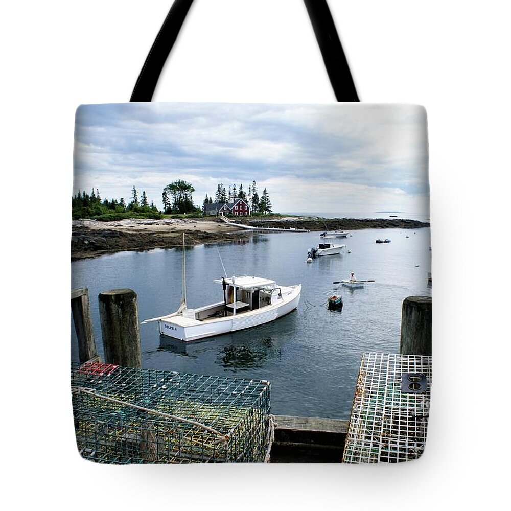 Ocean Tote Bag featuring the photograph Southport Maine by Lois Lepisto